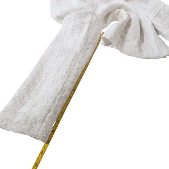 Rafaella Cropped White Tweed Blazer SZ 8 Open Front Wedding Formal - Picture 6 of 10